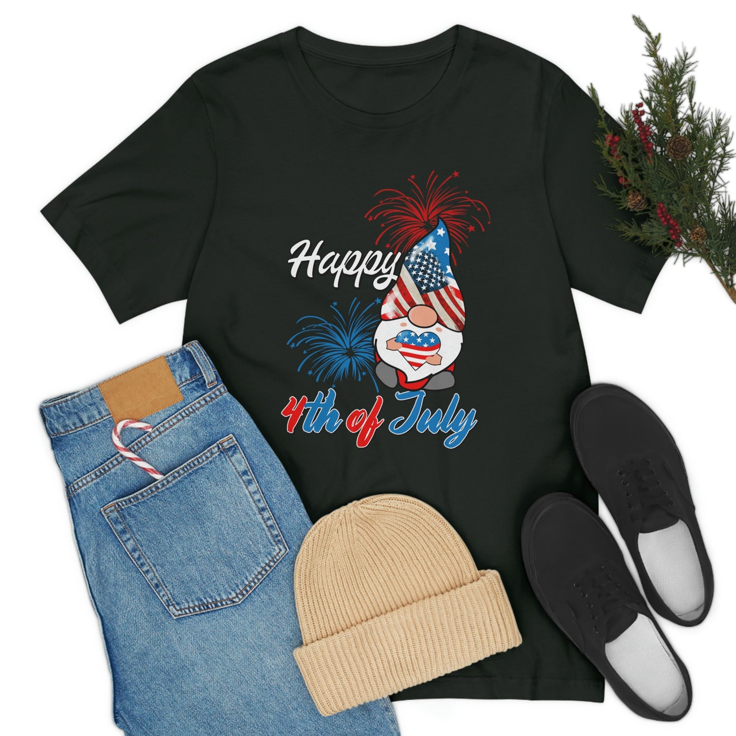 Gnome Happy 4th of July Independence Day Unisex Jersey Short Sleeve Tee