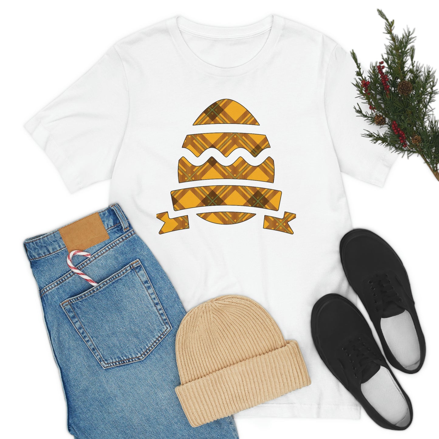 Plaid Egg Easter Spring Unisex Jersey Short Sleeve Tee