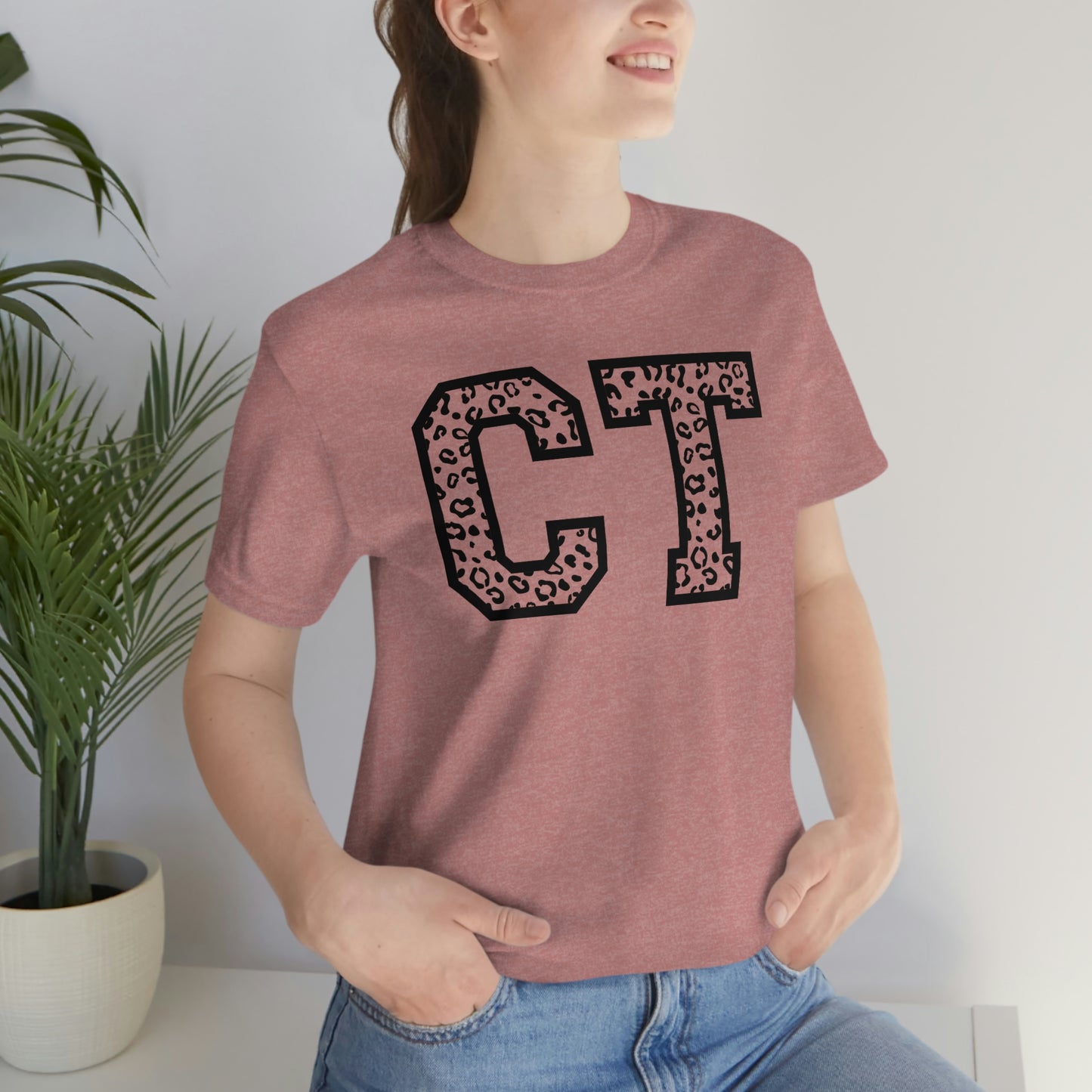 Connecticut CT Leopard Print Short Sleeve T-shirt