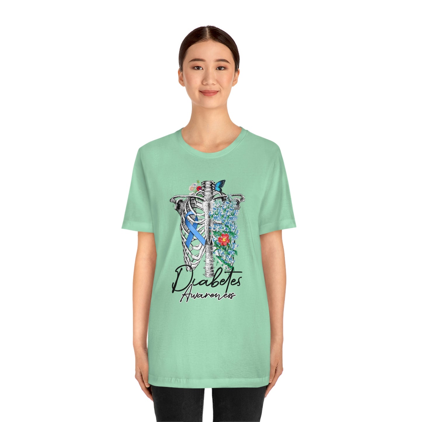 Skeleton Diabetes Awareness Print Unisex Jersey Short Sleeve Tee