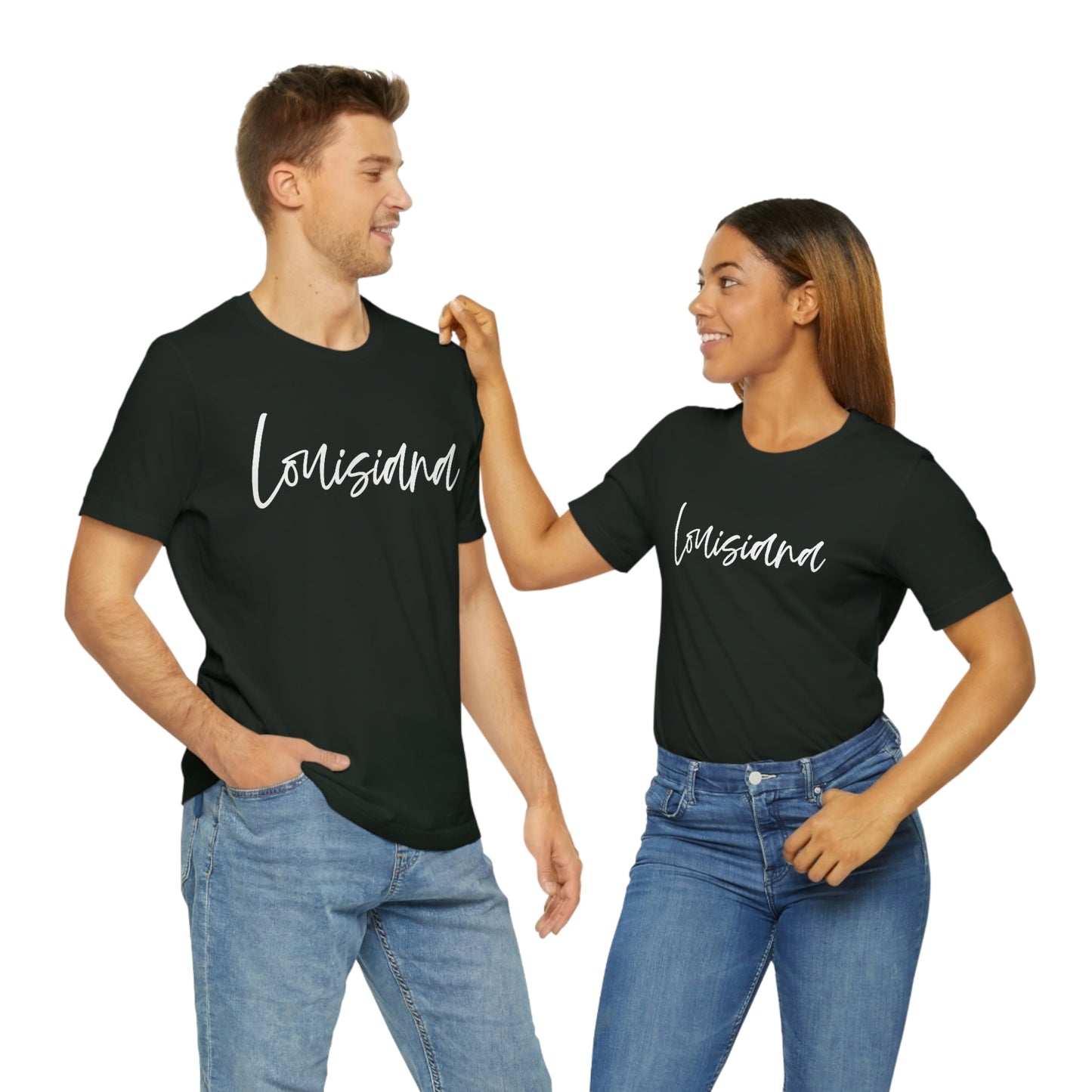 Louisiana White Script Short Sleeve T-shirt