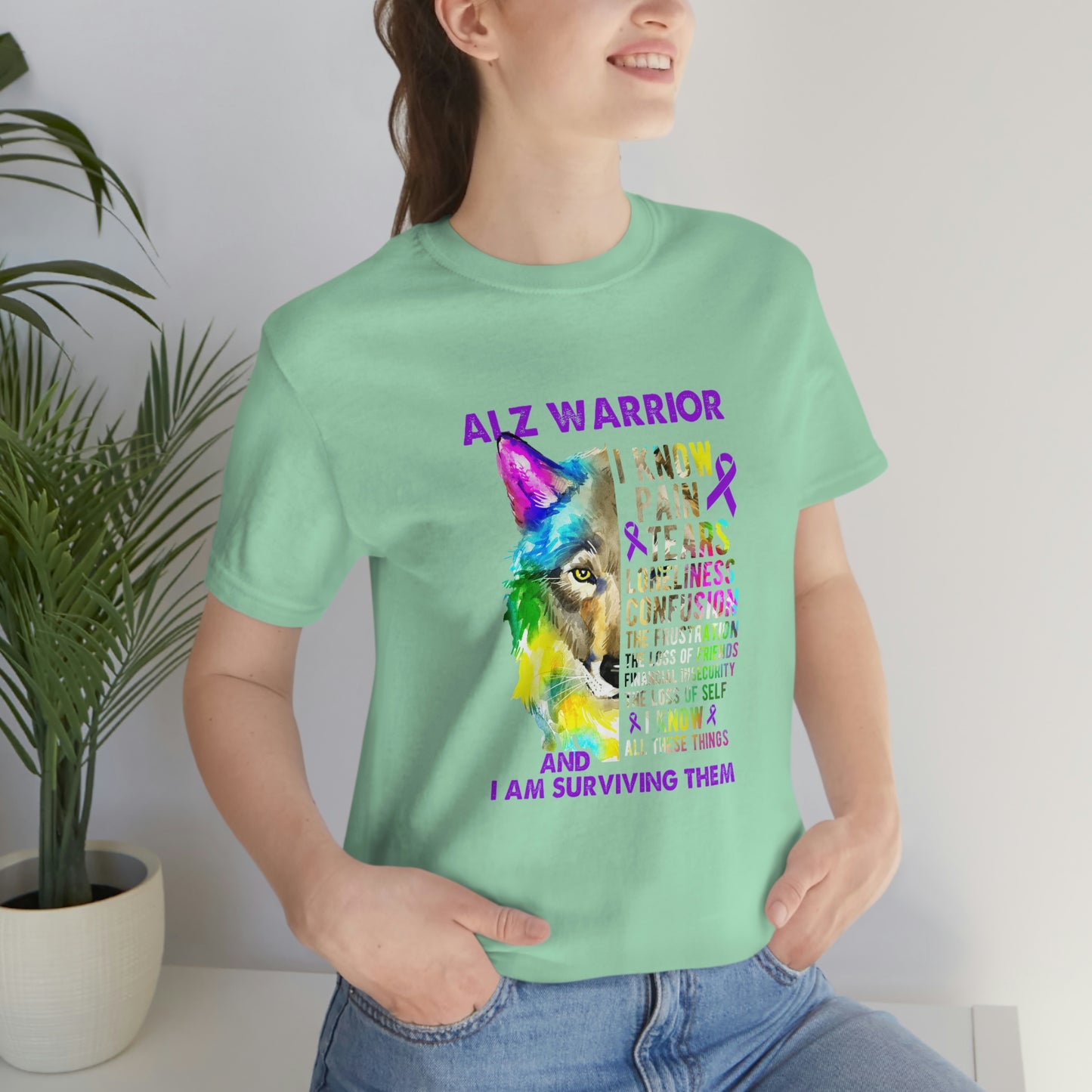 ALZ Warrior I Know Pain & Tears Alzheimer's Print Unisex Jersey Short Sleeve Tee
