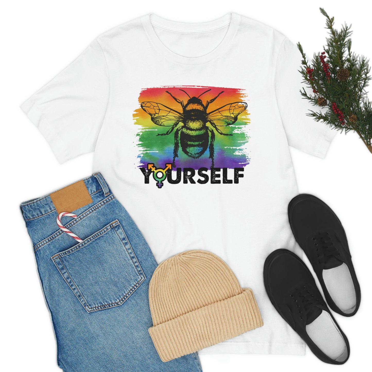 Bee Yourself LGBTQIA Print Unisex Jersey Short Sleeve Tee