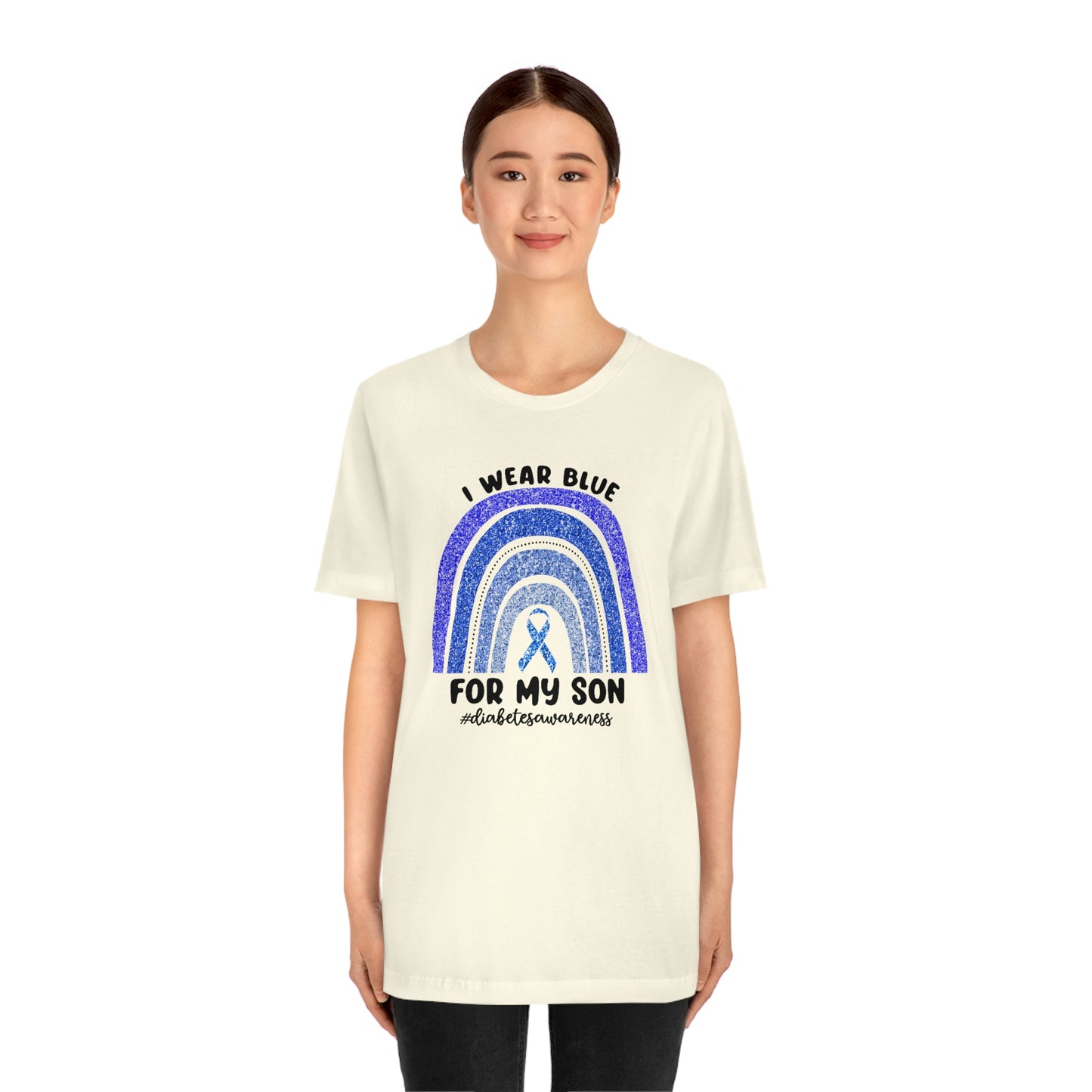 I Wear Blue For My Son Diabetes Awareness Print Unisex Jersey Short Sleeve Tee