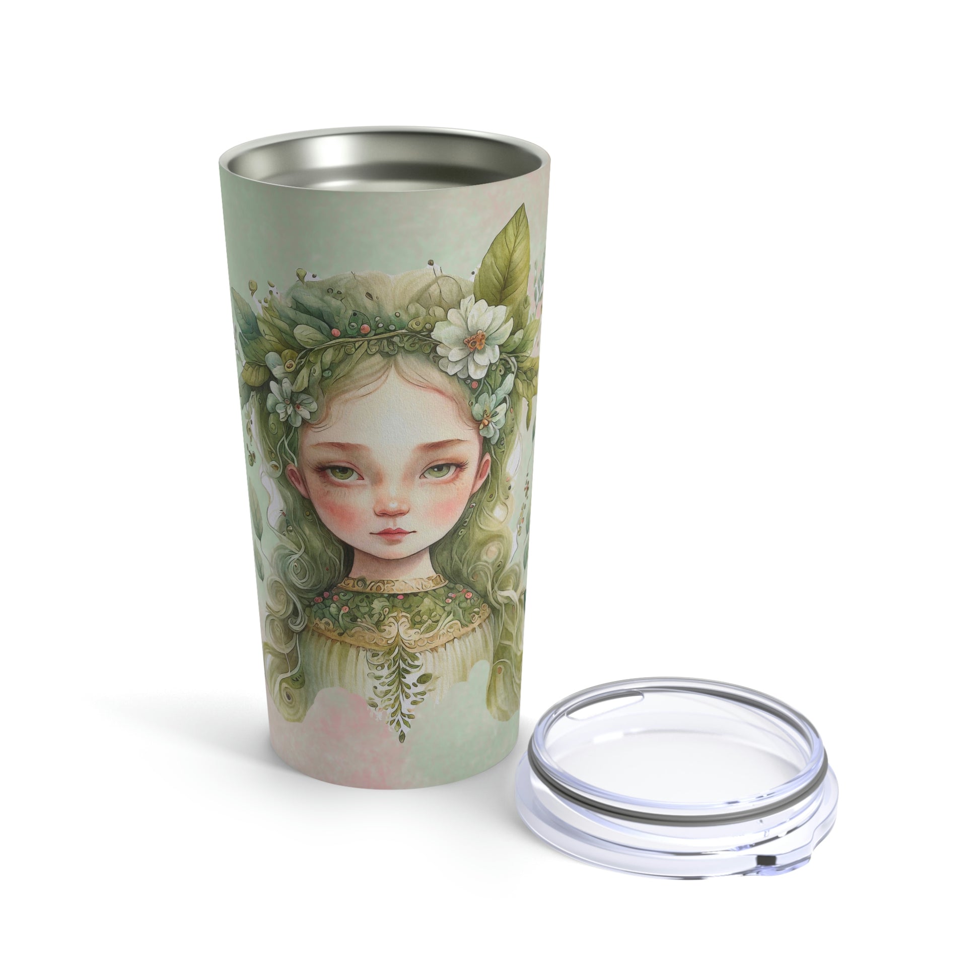 Girl Spring Flowers Watercolor Tumbler 20oz