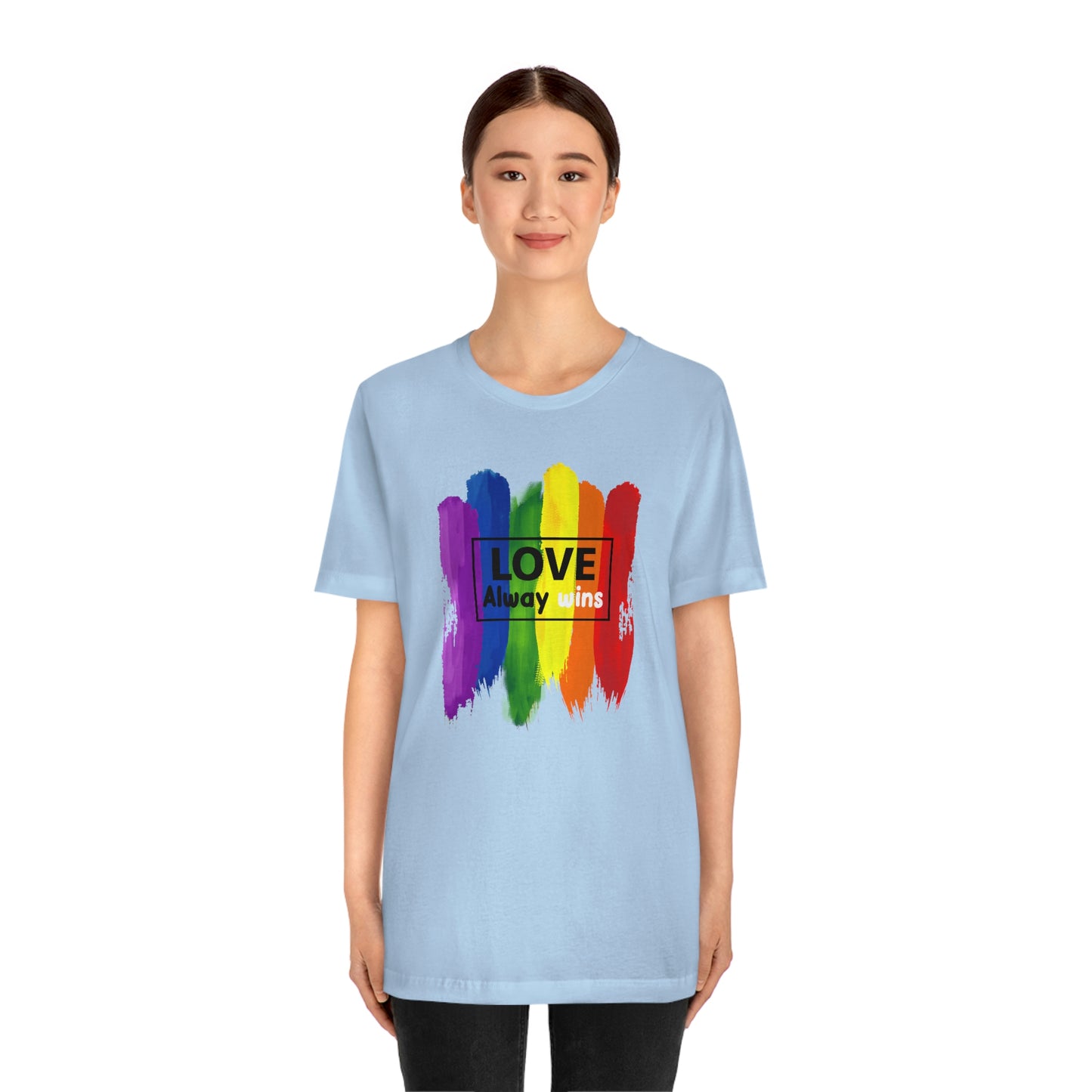 Love Always Wins LGBTQIA Print Unisex Jersey Short Sleeve Tee