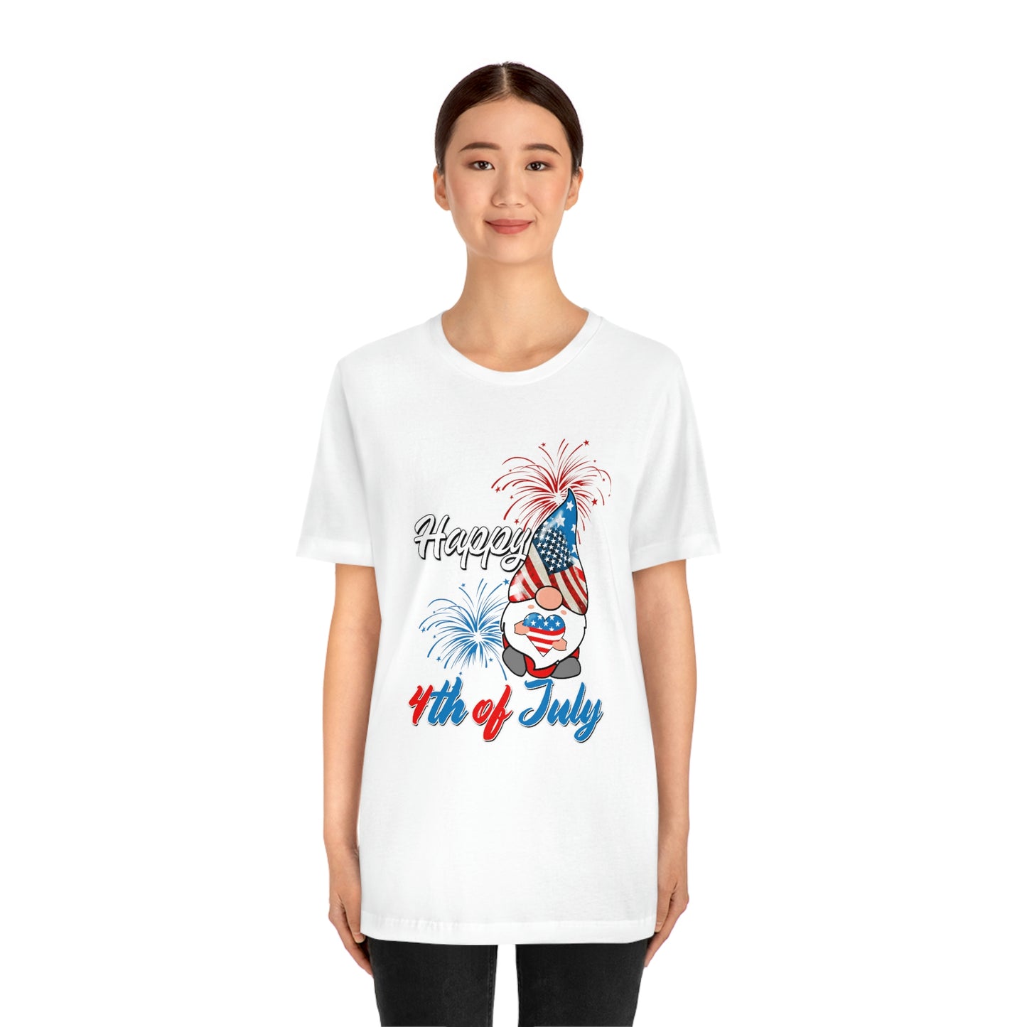 Gnome Happy 4th of July Independence Day Unisex Jersey Short Sleeve Tee