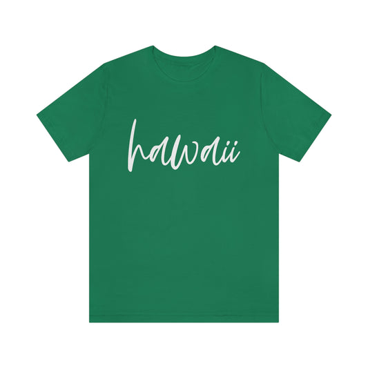 Hawaii White Script Short Sleeve T-shirt