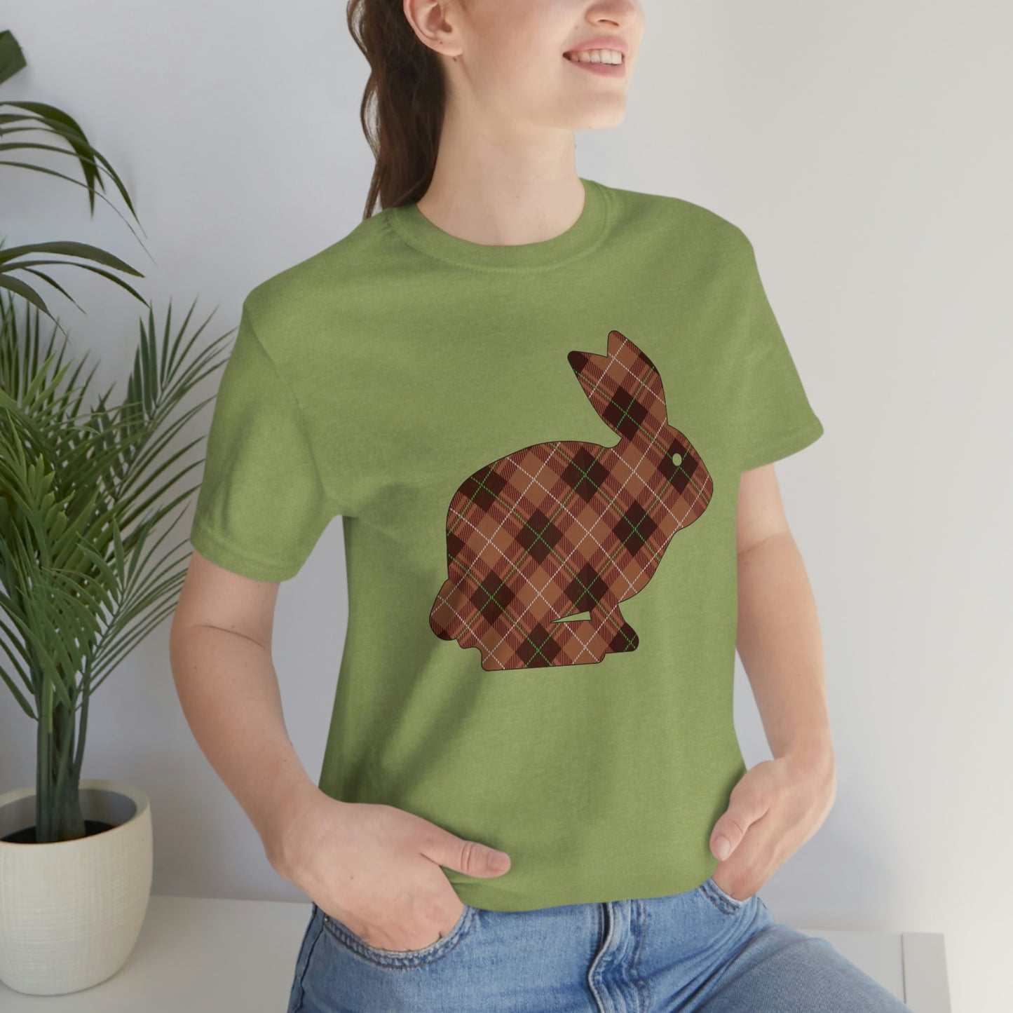 Brown Plaid Bunny Unisex Jersey Short Sleeve Tee