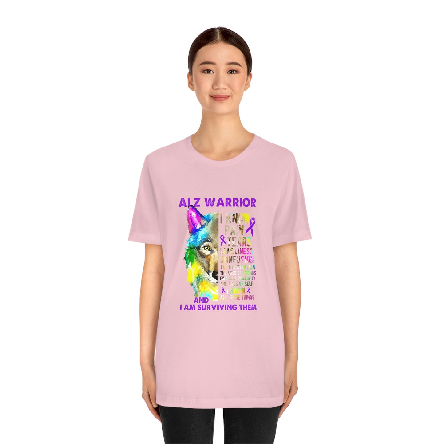 ALZ Warrior I Know Pain & Tears Alzheimer's Print Unisex Jersey Short Sleeve Tee