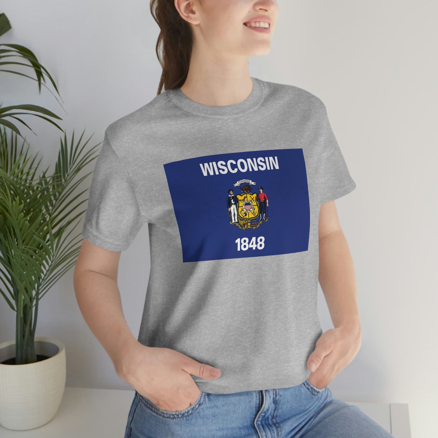 Wisconsin Flag Unisex Jersey Short Sleeve Tee Tshirt T-shirt
