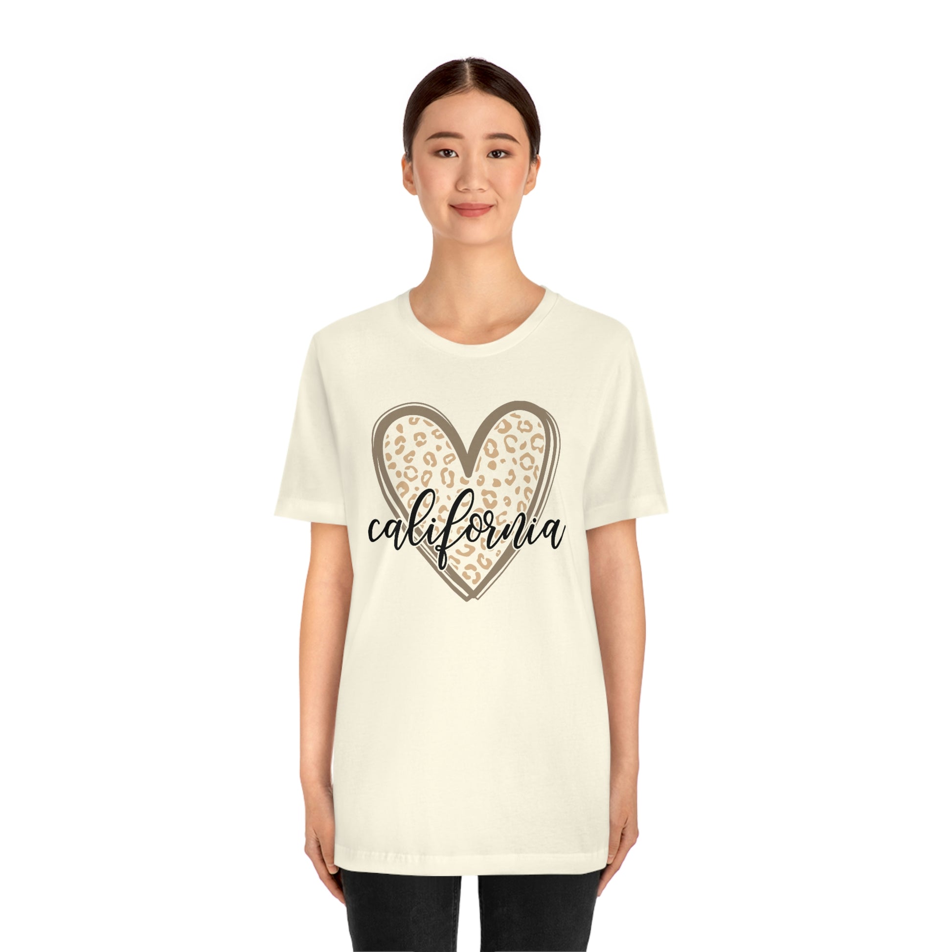 California Heart Gold Leopard Unisex Jersey Short Sleeve Tee Tshirt T-shirt