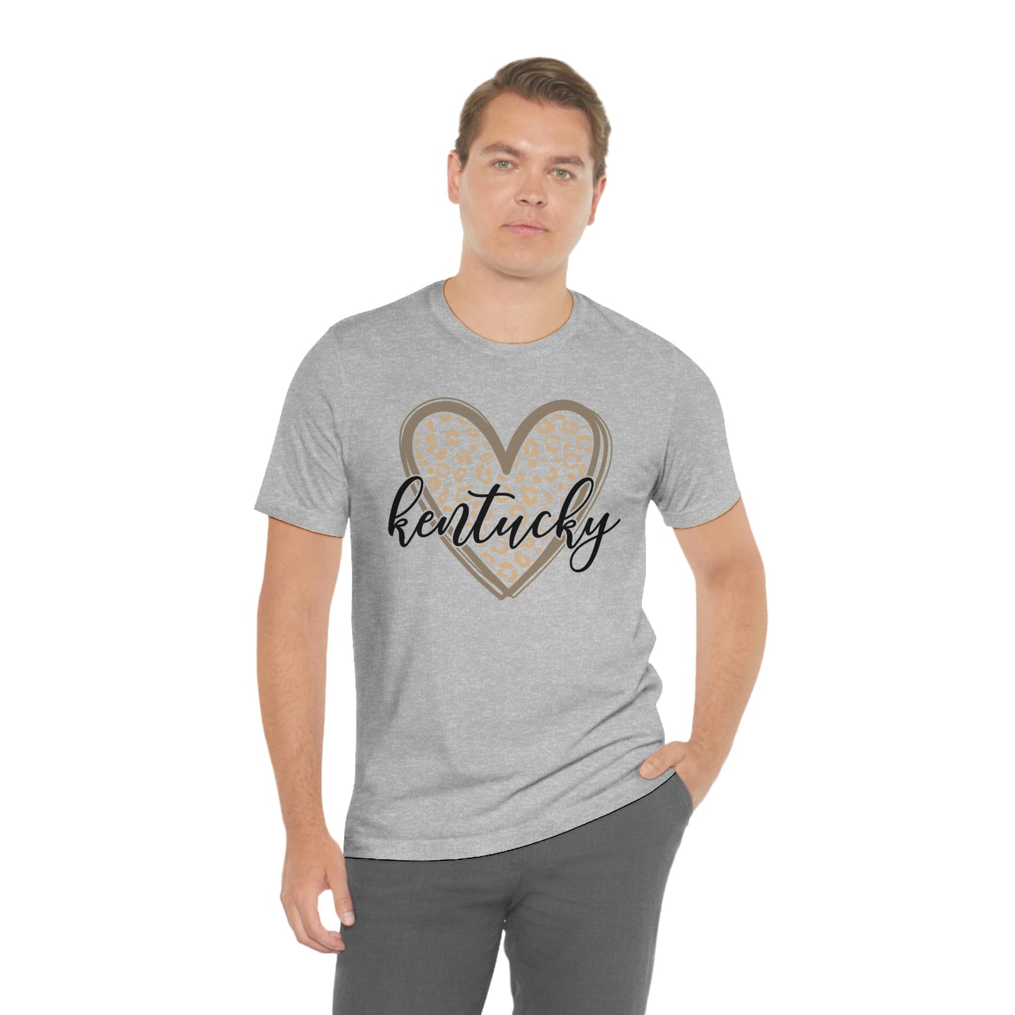 Kentucky Gold Leopard Heart Black Script Short Sleeve T-shirt