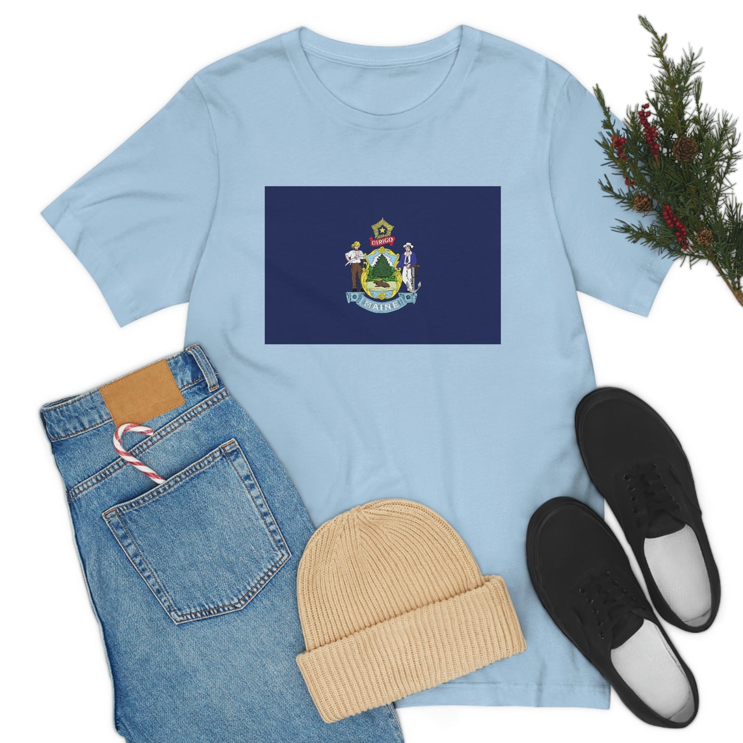 Maine Flag Unisex Jersey Short Sleeve Tee Tshirt T-shirt