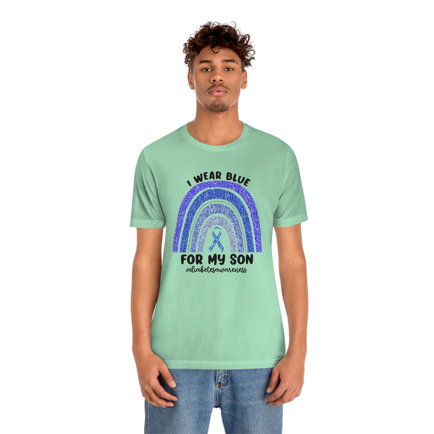I Wear Blue For My Son Diabetes Awareness Print Unisex Jersey Short Sleeve Tee