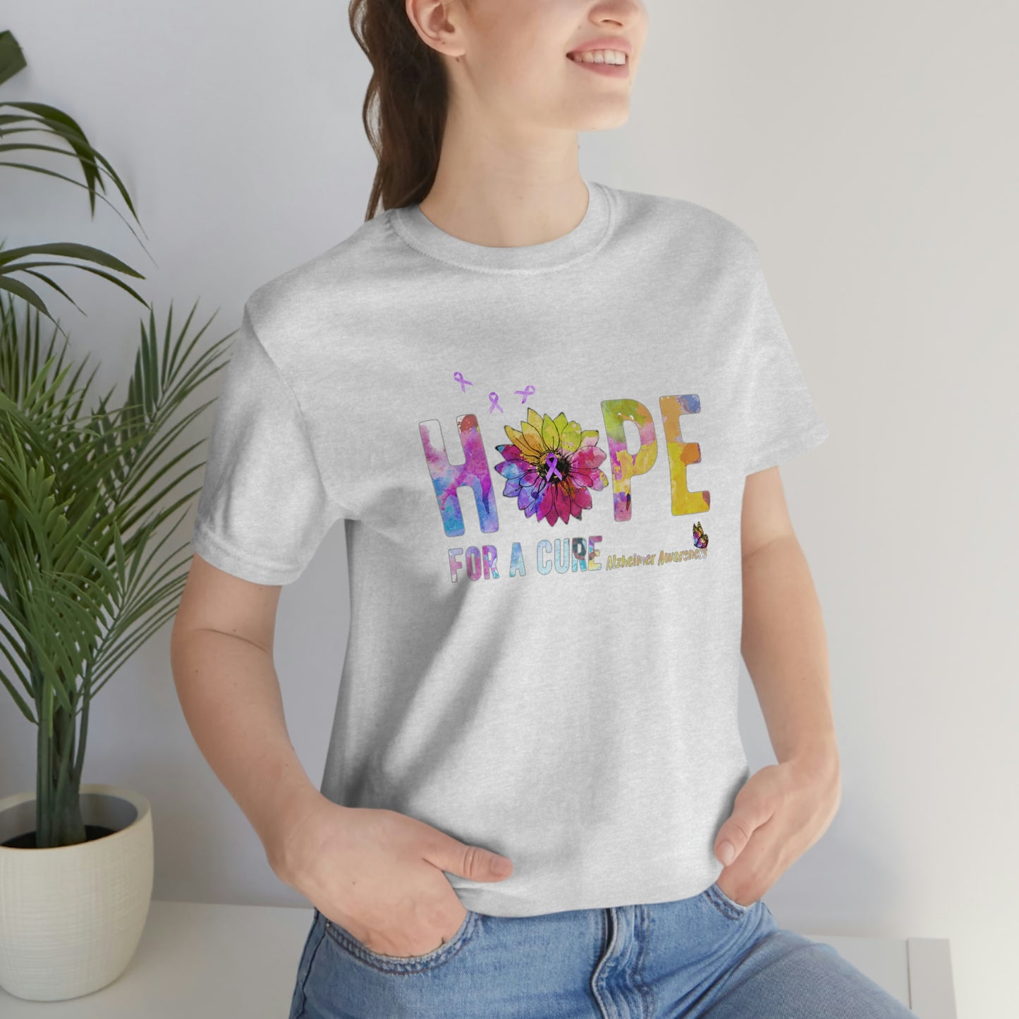 Hope For a Cure Alzheimer's Print Unisex Jersey Short Sleeve Tee