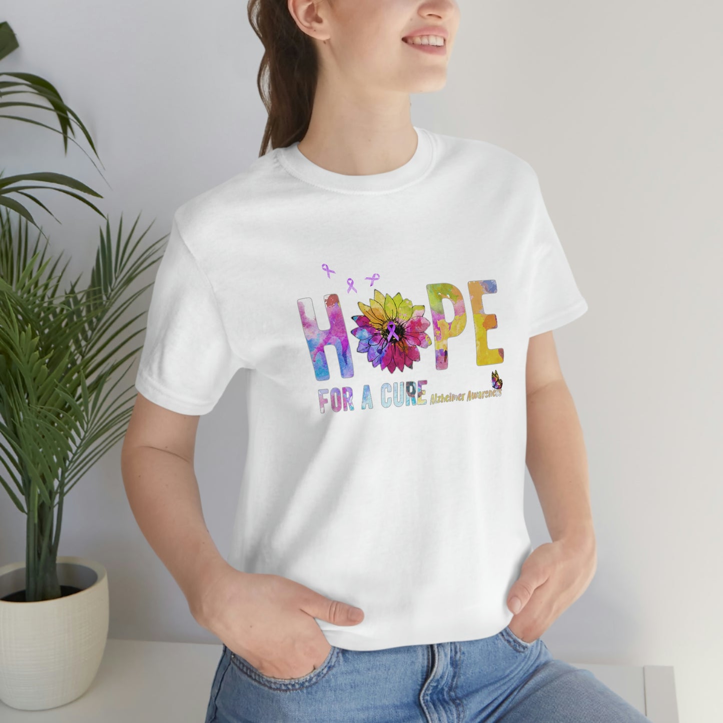 Hope For a Cure Alzheimer's Print Unisex Jersey Short Sleeve Tee