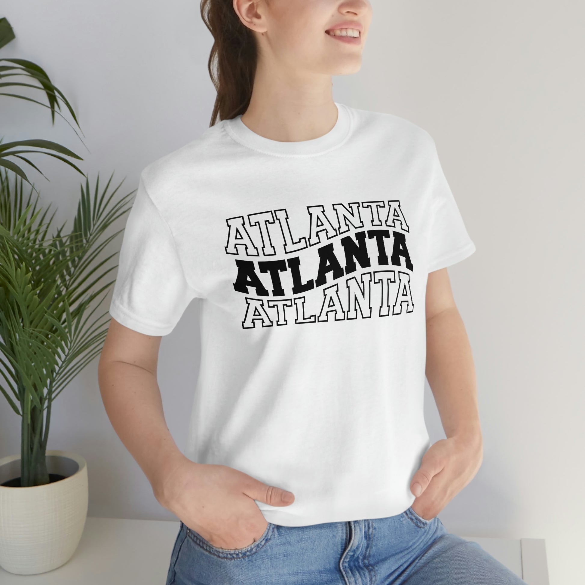 Atlanta Georgia Varsity Letters Wavy Short Sleeve T-shirt