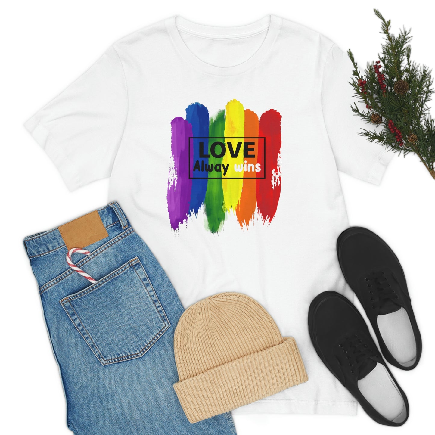 Love Always Wins LGBTQIA Print Unisex Jersey Short Sleeve Tee