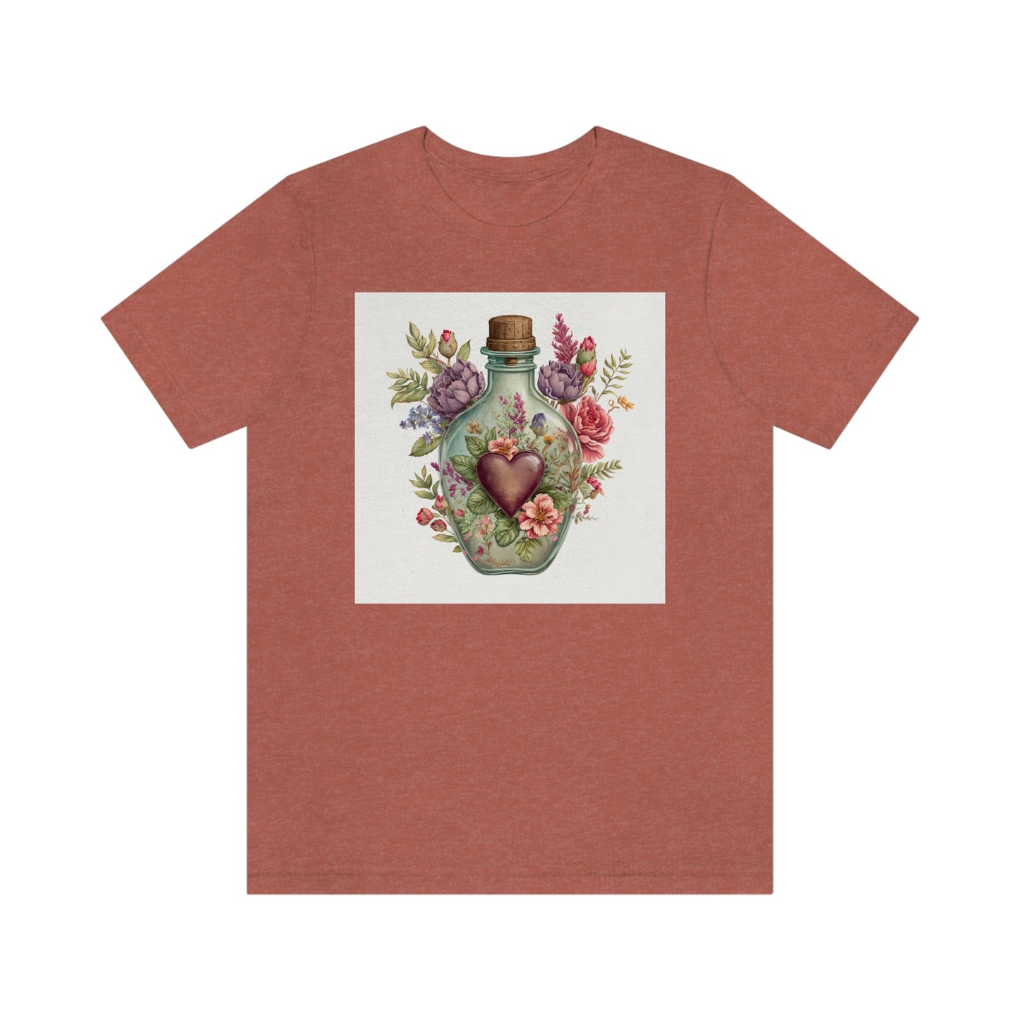 Vintage Bottle Floral Unisex Jersey Short Sleeve Tee