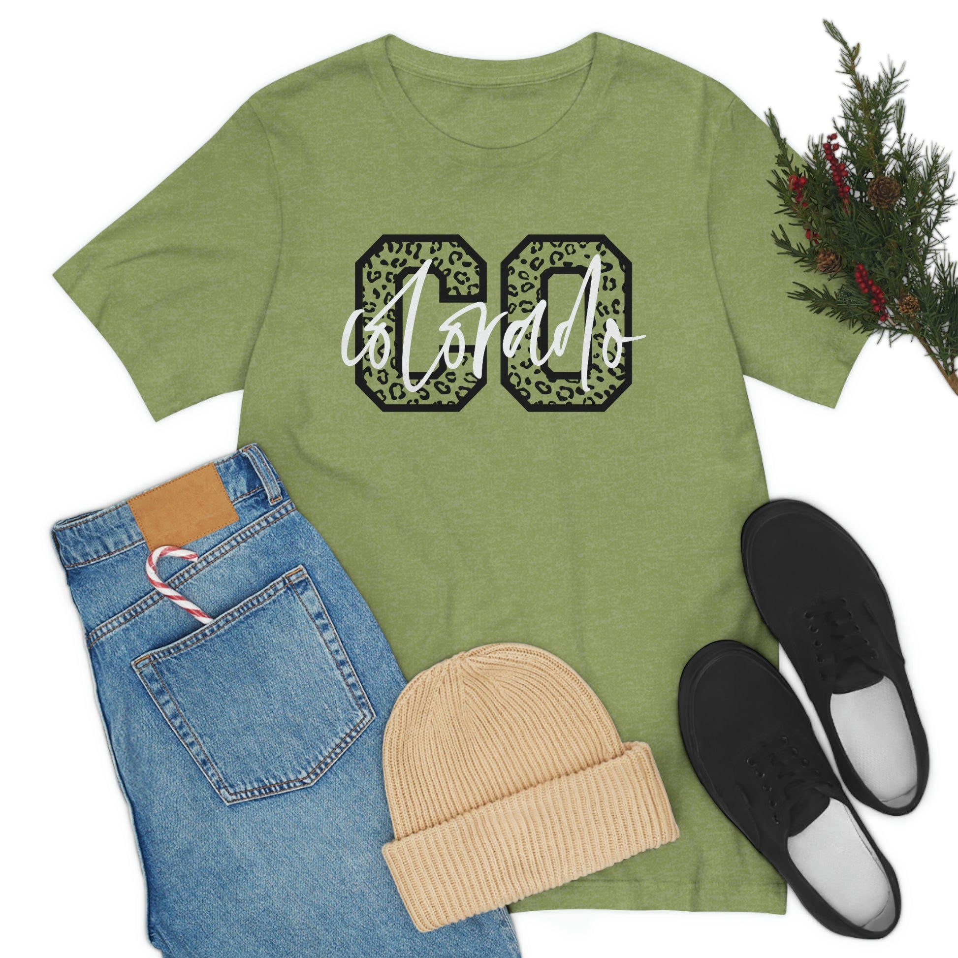 Colorado Leopard Print Script Unisex Jersey Short Sleeve Tee Tshirt T-shirt