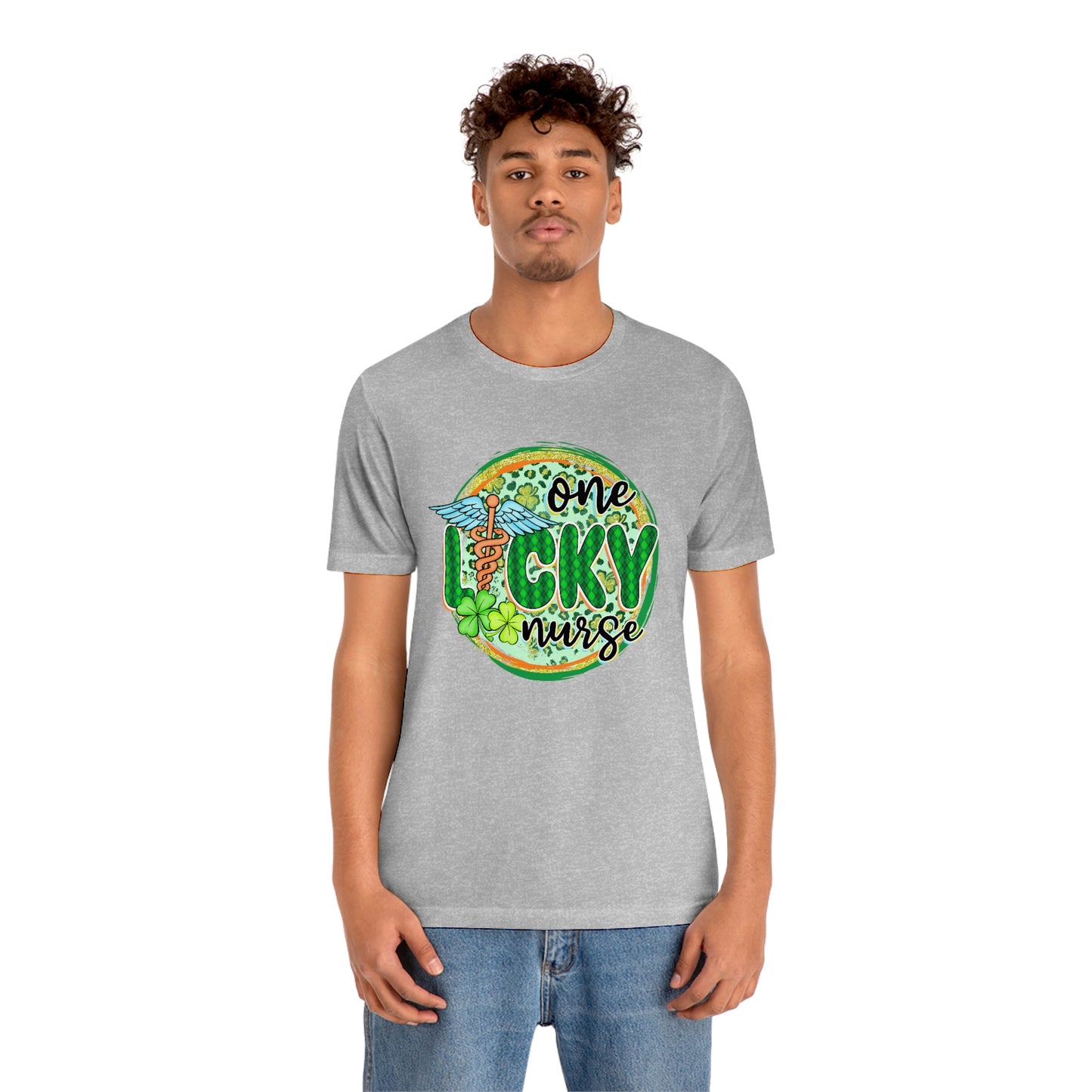 One Lucky Nurse Caduceus St. Patrick's Day Unisex Jersey Short Sleeve Tee