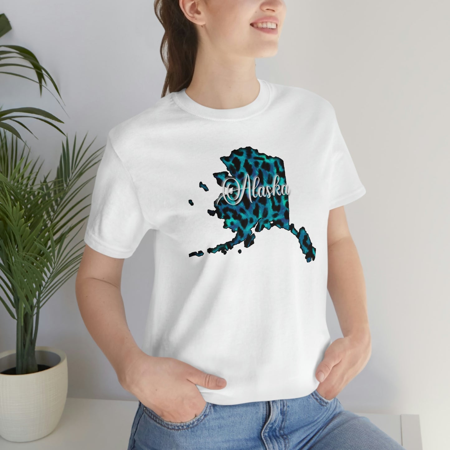 Alaska Blue Leopard Unisex Jersey Short Sleeve T-shirt
