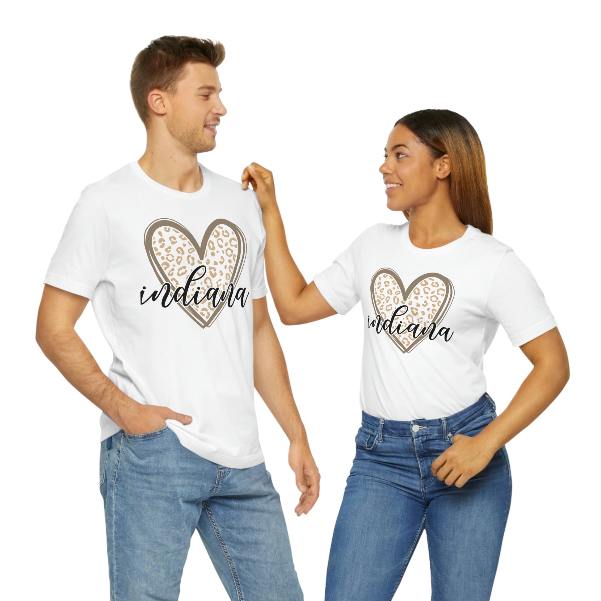 Indiana Gold Leopard Heart Black Script Short Sleeve T-shirt