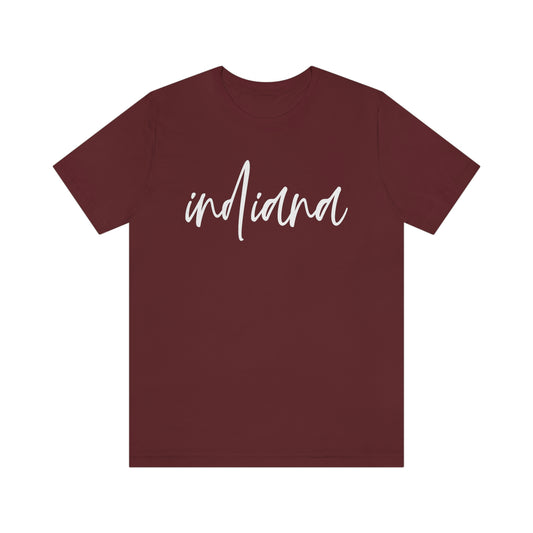 Indiana White Script Short Sleeve T-shirt