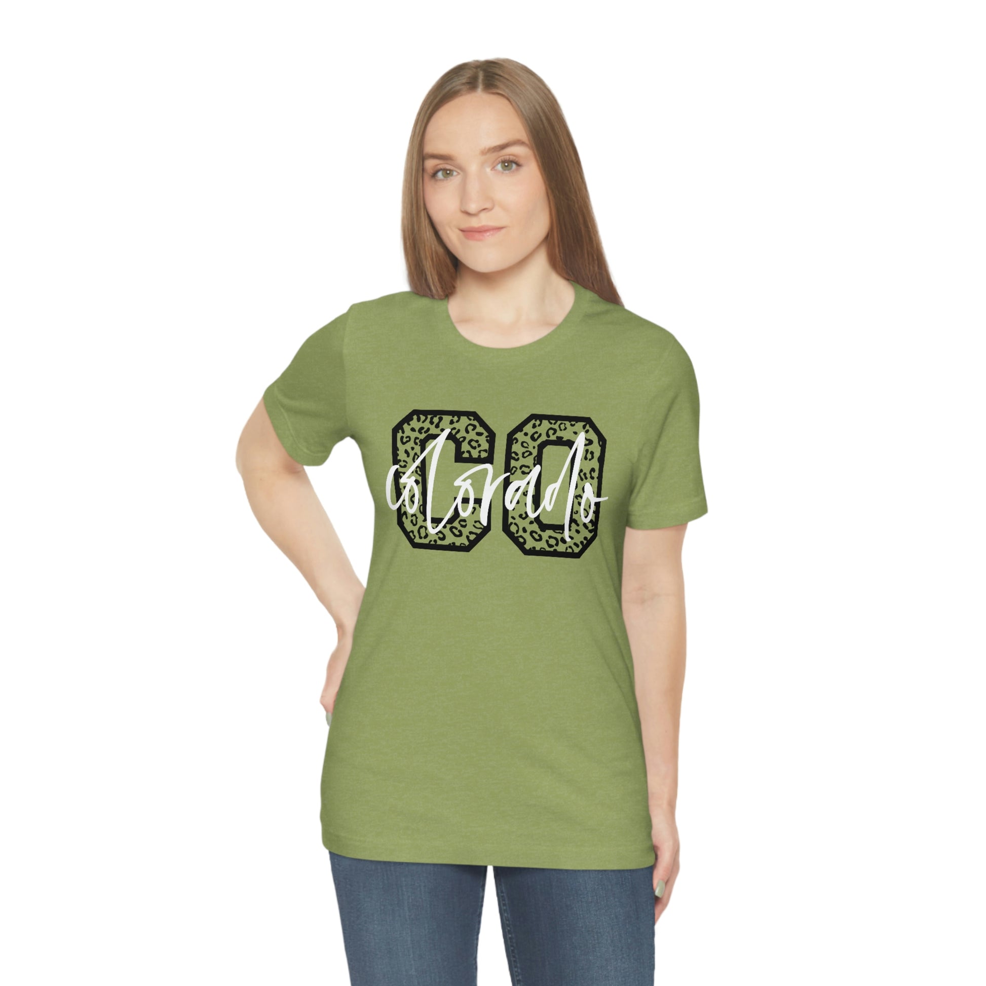 Colorado Leopard Print Script Unisex Jersey Short Sleeve Tee Tshirt T-shirt