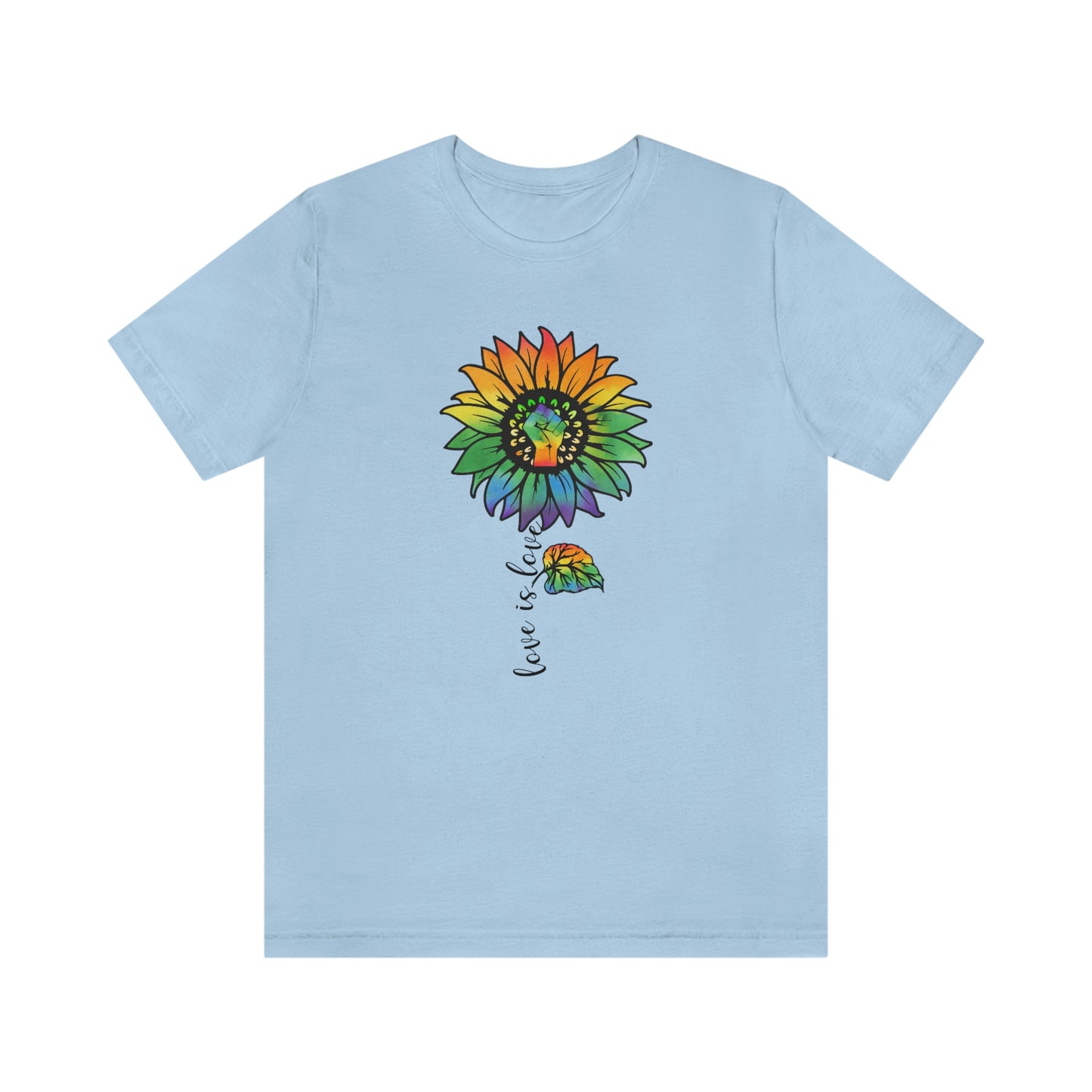 Love is Love Sunflower LGBTQIA Print Unisex Jersey Short Sleeve Tee