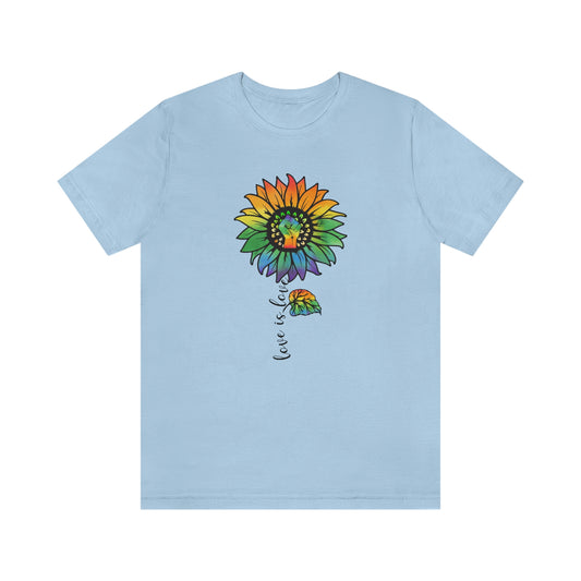 Love is Love Sunflower LGBTQIA Print Unisex Jersey Short Sleeve Tee