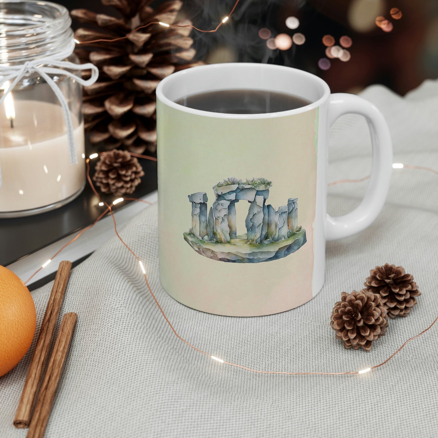 Standing Stones Watercolor Ceramic Mug 11oz