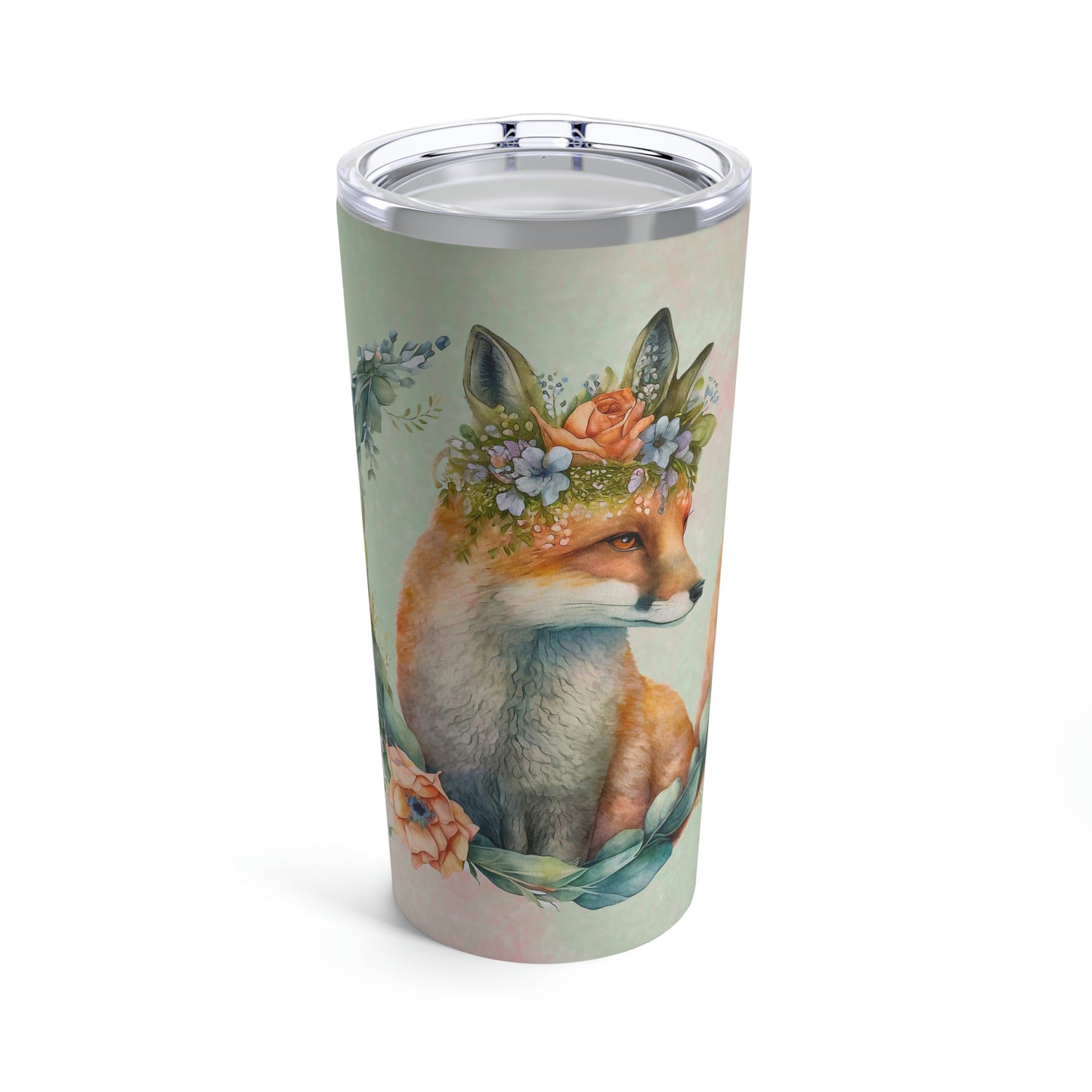 Fox Spring Wreath Watercolor Tumbler 20oz