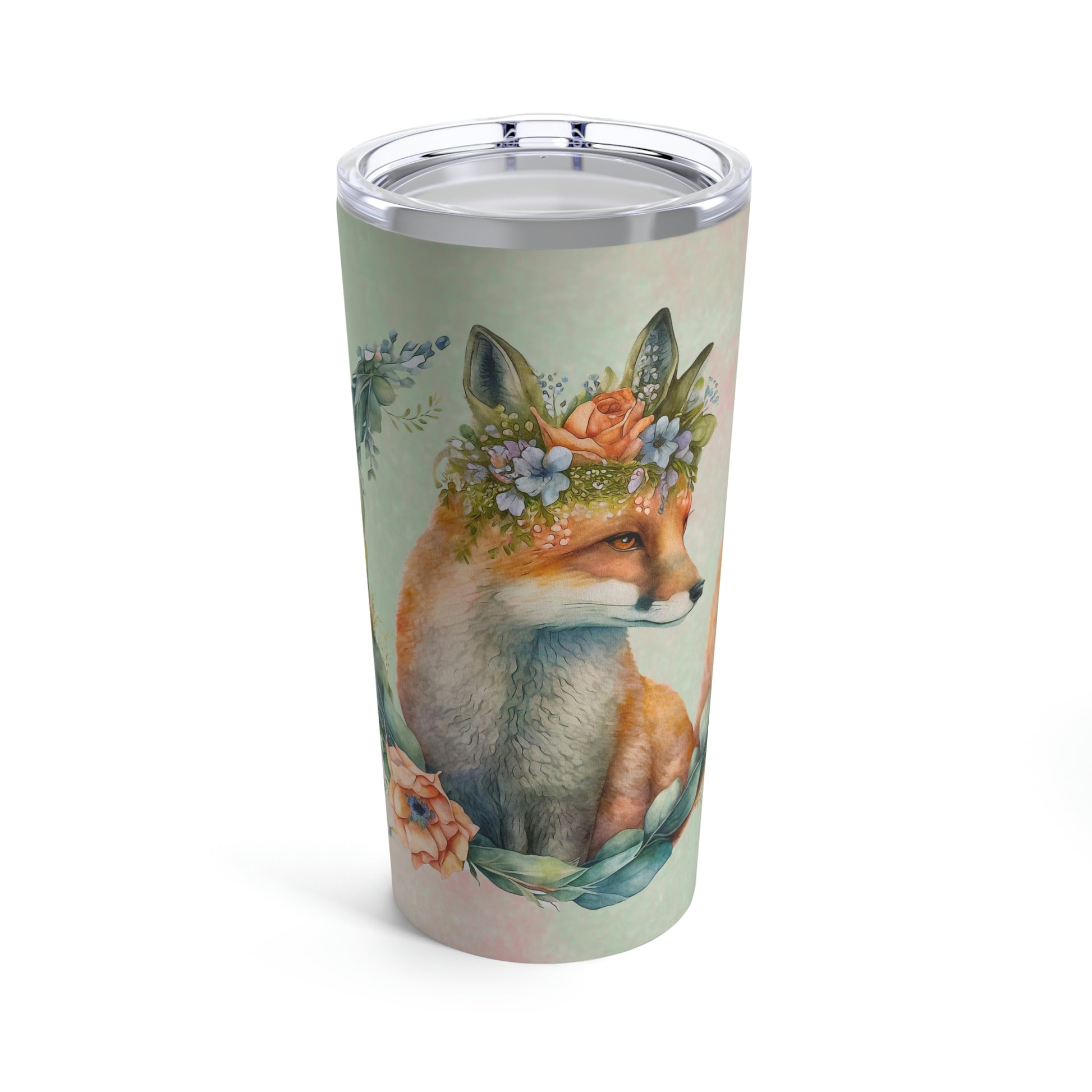 Fox Spring Wreath Watercolor Tumbler 20oz