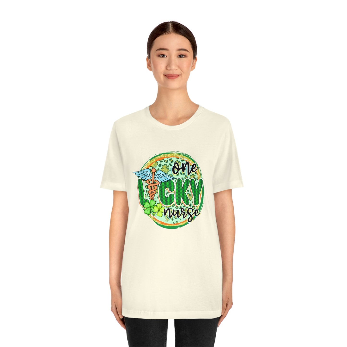 One Lucky Nurse Caduceus St. Patrick's Day Unisex Jersey Short Sleeve Tee
