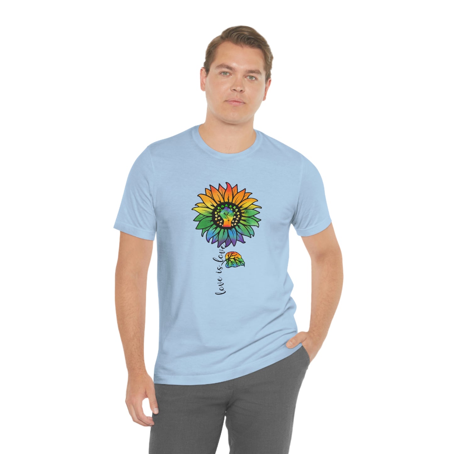 Love is Love Sunflower LGBTQIA Print Unisex Jersey Short Sleeve Tee