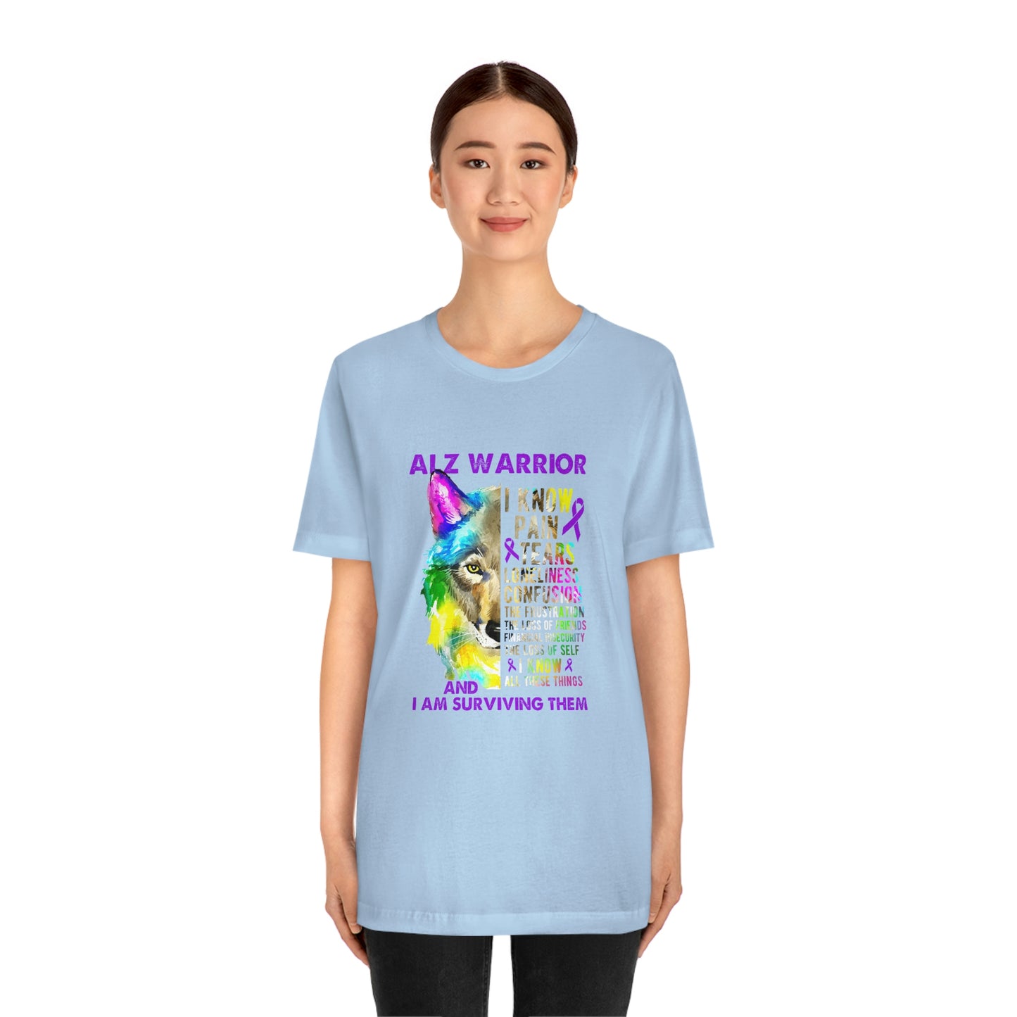 ALZ Warrior I Know Pain & Tears Alzheimer's Print Unisex Jersey Short Sleeve Tee