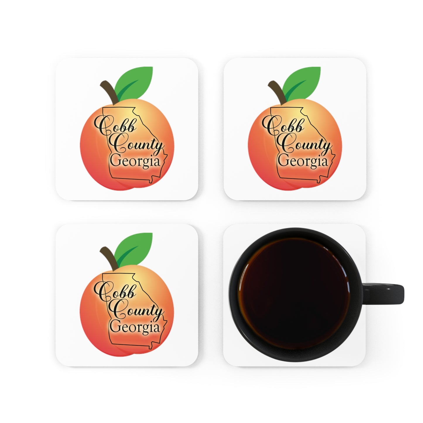 Cobb County Georgia Corkwood Coaster Set