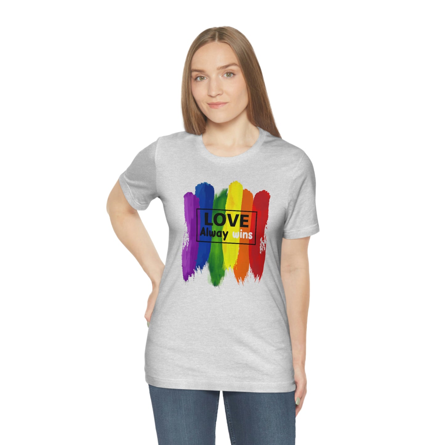 Love Always Wins LGBTQIA Print Unisex Jersey Short Sleeve Tee