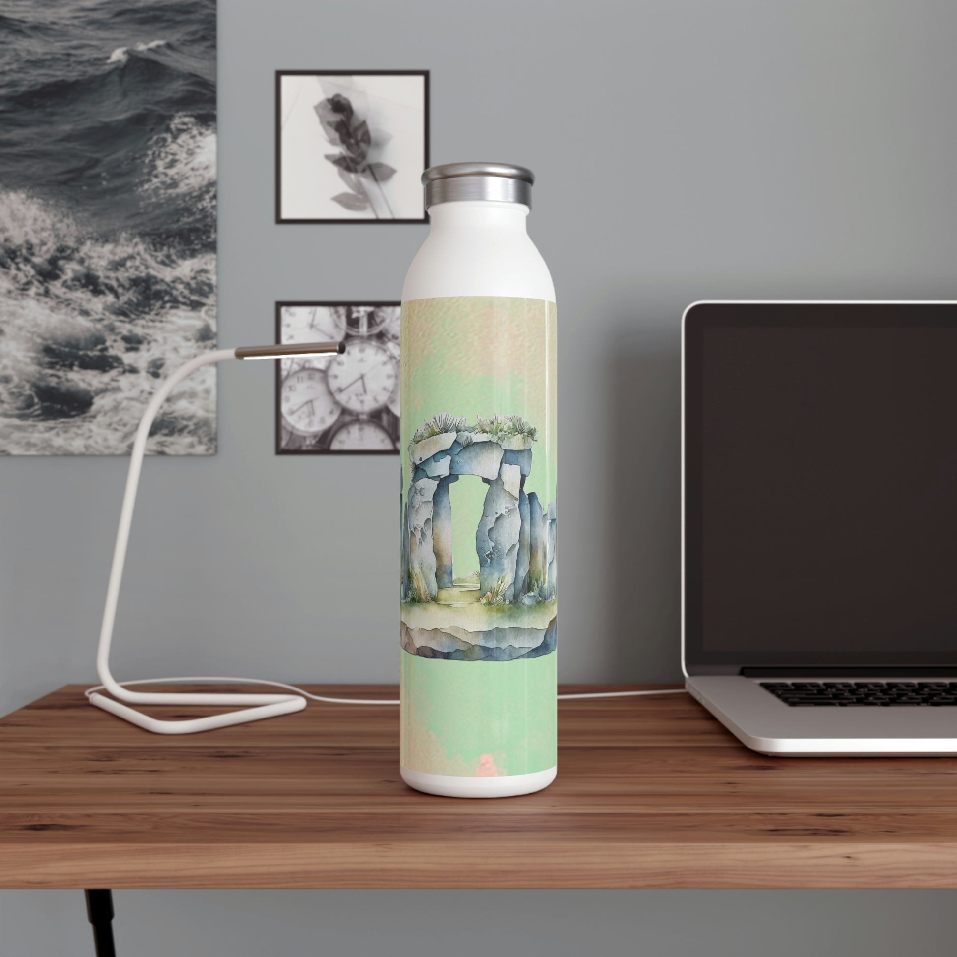 Standing Stones Spring Watercolor Slim Water Bottle