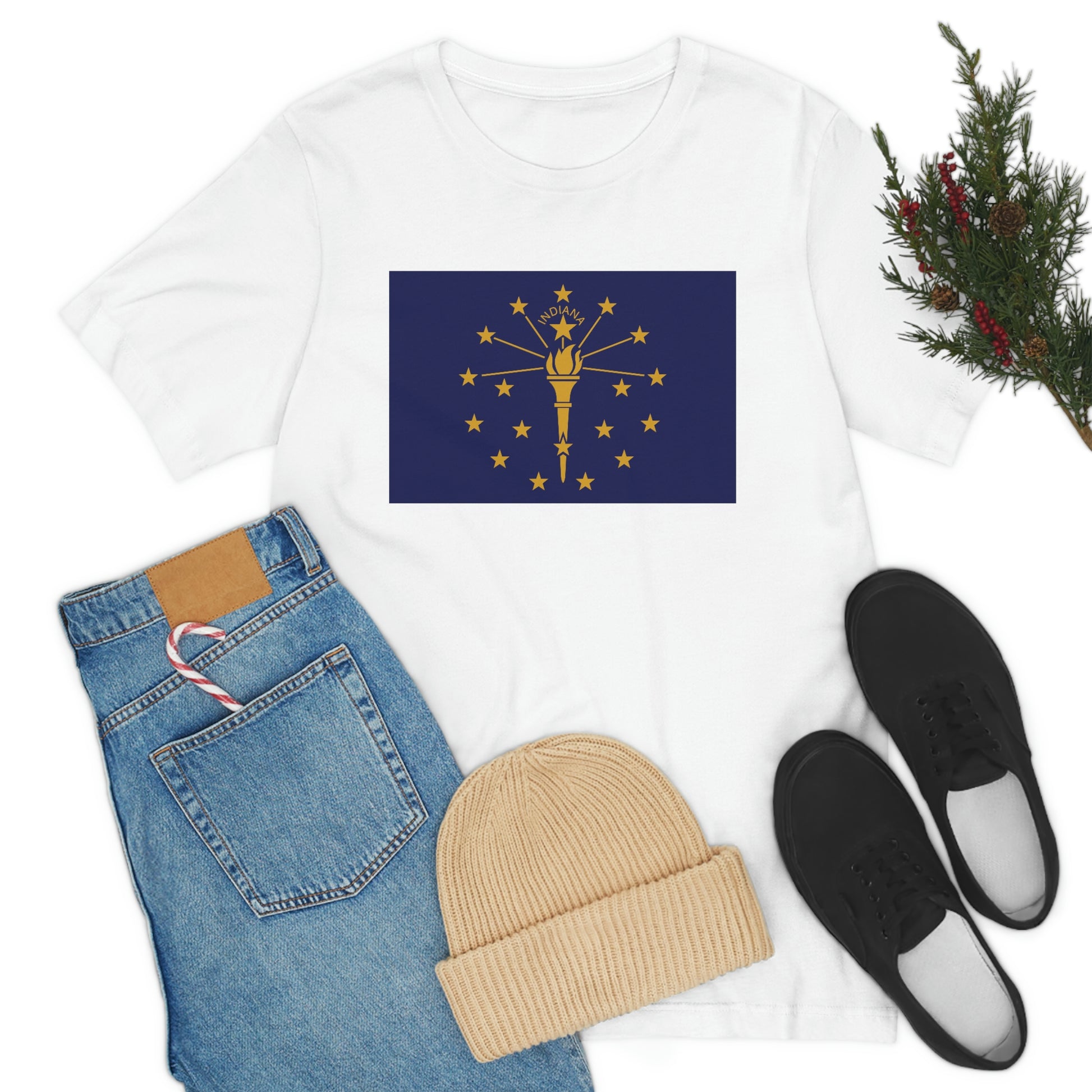 Indiana Flag Unisex Jersey Short Sleeve Tee Tshirt T-shirt