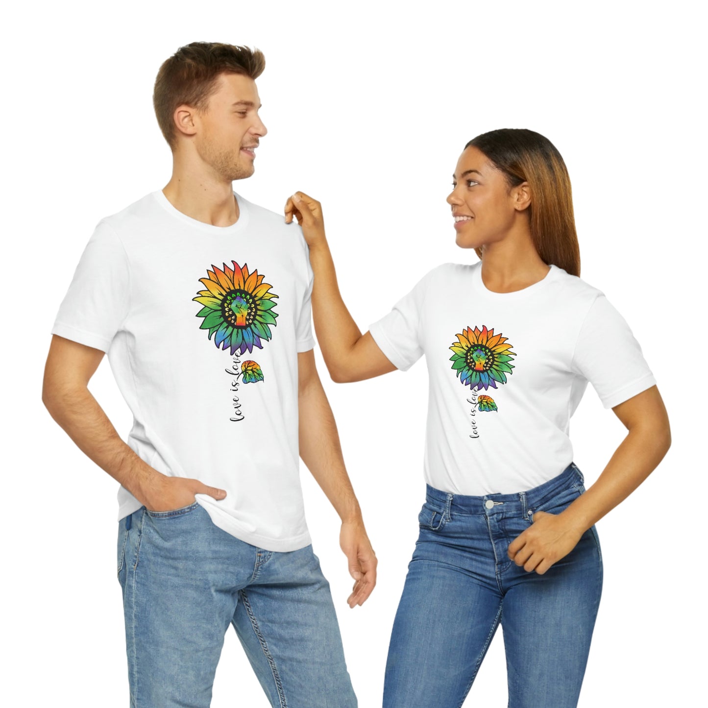 Love is Love Sunflower LGBTQIA Print Unisex Jersey Short Sleeve Tee