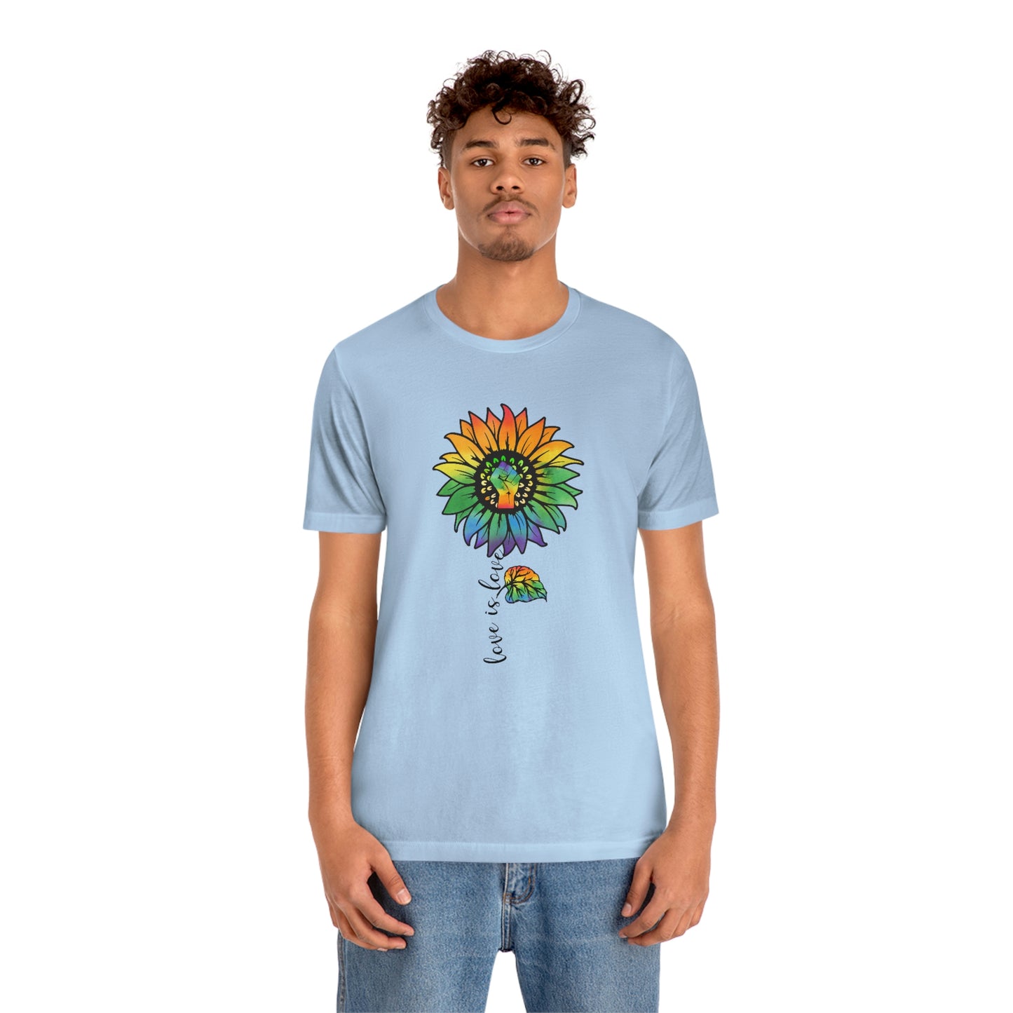 Love is Love Sunflower LGBTQIA Print Unisex Jersey Short Sleeve Tee