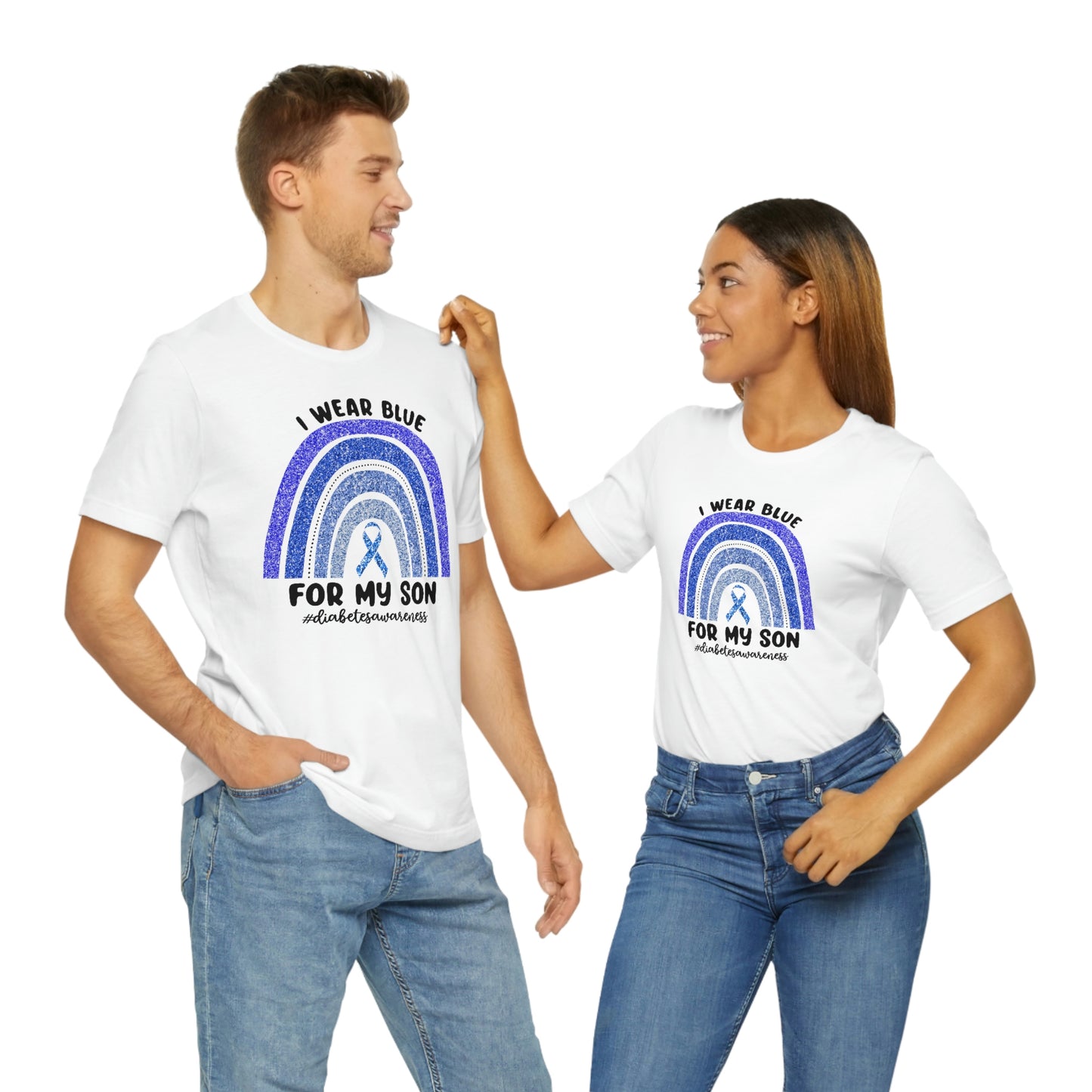 I Wear Blue For My Son Diabetes Awareness Print Unisex Jersey Short Sleeve Tee