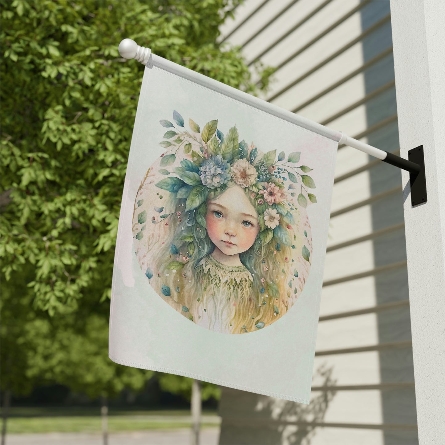 Girl Flowers Watercolor Garden & House Banner