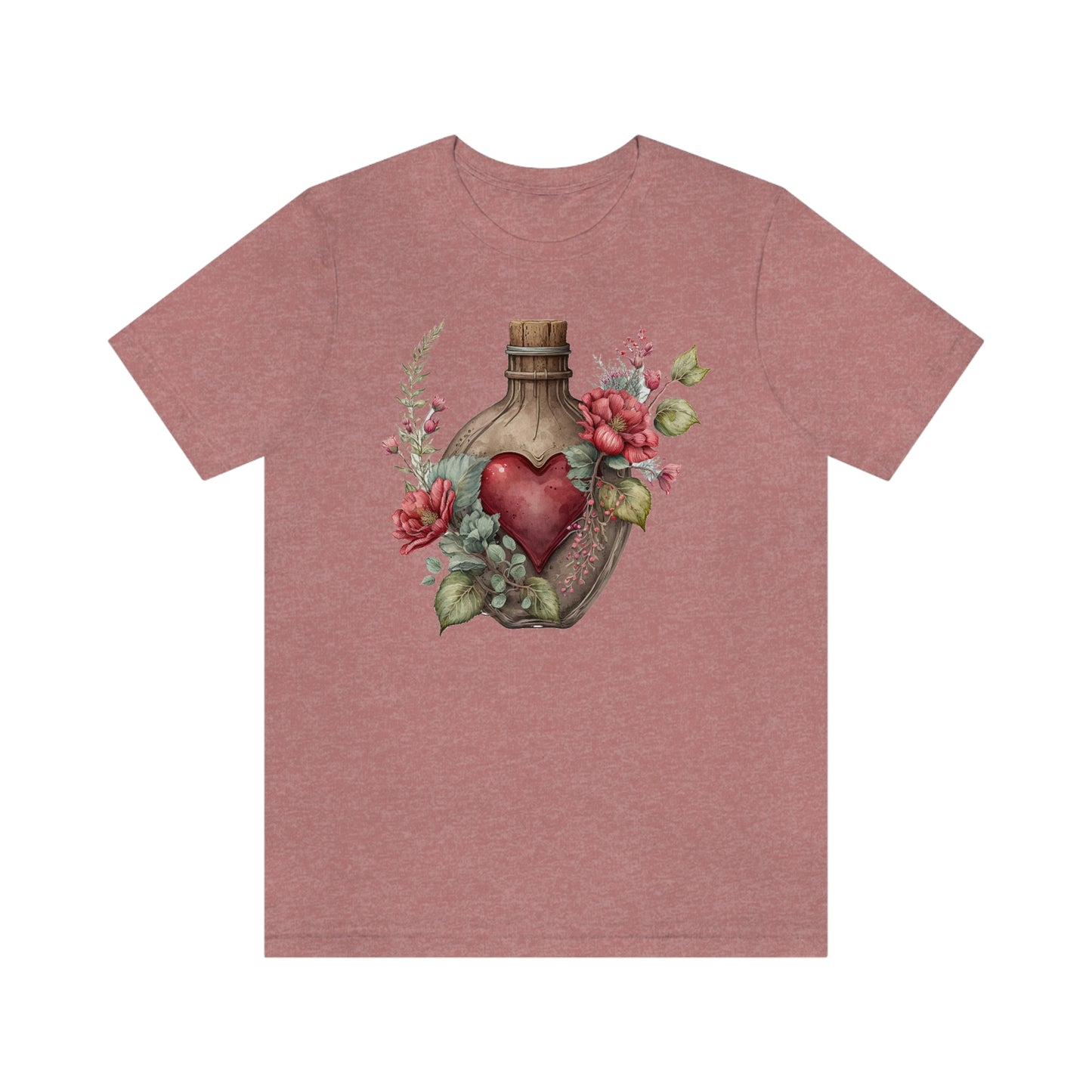 Vintage Bottle Floral Unisex Jersey Short Sleeve Tee