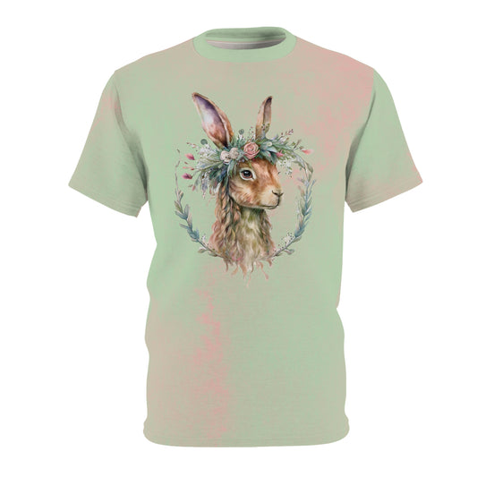 Rabbit in Spring Flower Wreath Unisex T-shirt