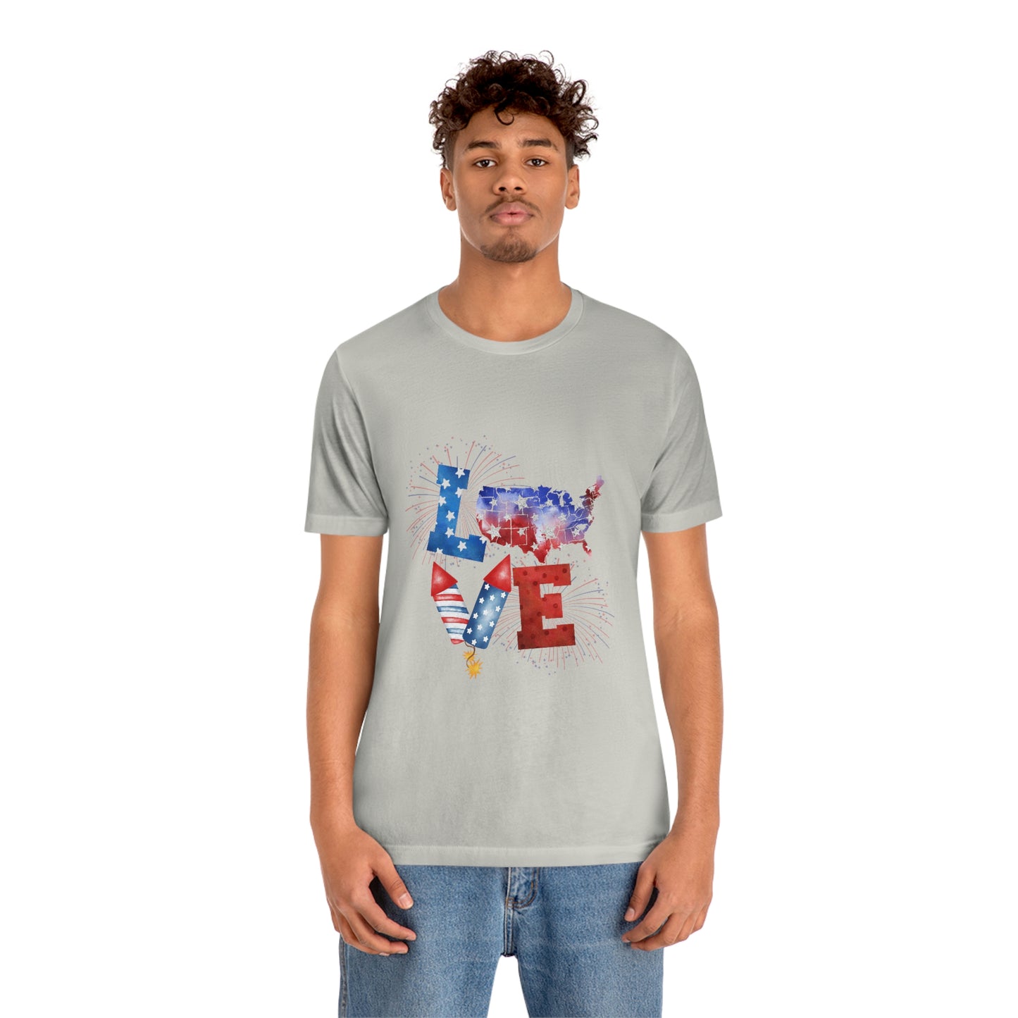 Love America Rockets 4th of July Unisex Jersey Short Sleeve Tee