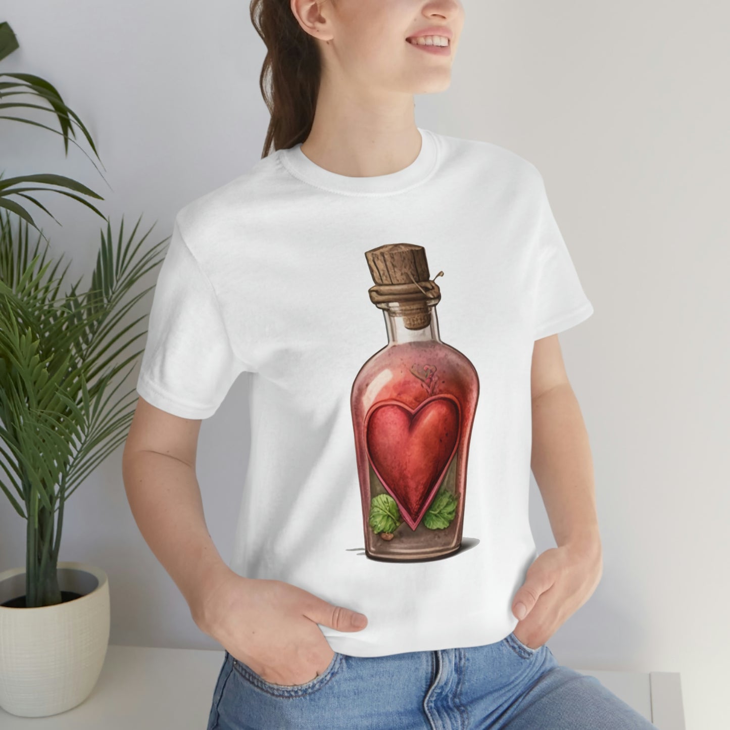 Vintage Bottle Floral Unisex Jersey Short Sleeve Tee